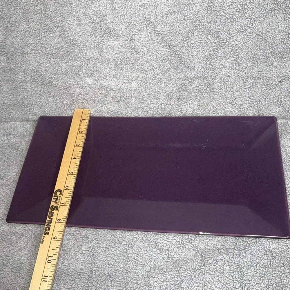Purple PartyLite Zen Candle Garden Tray Platter Pillar Holder RETIRED‎ 16" Long - Picture 4 of 5